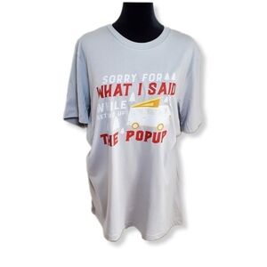 NWOT Sorry For What I Said Gray Bella + Canvas Short Sleeve Camping TShirt Sz L